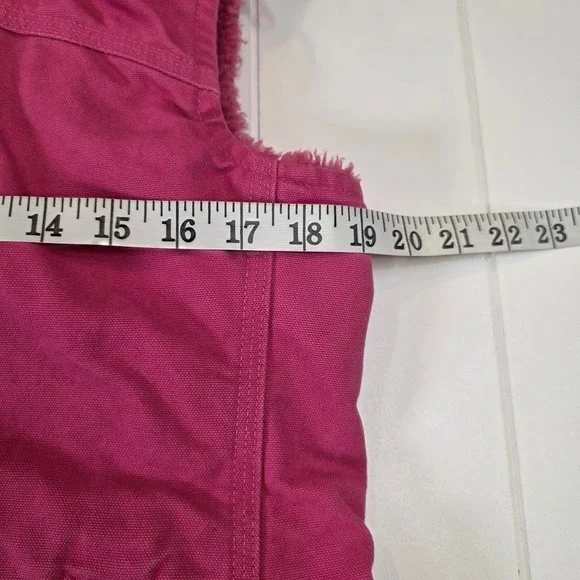 Carhartt Women's XS Sandstone Berkley Tulip Pink Sherpa Lined Hooded Canvas Vest - Picture 9 of 12